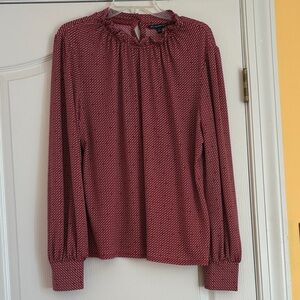 Adrianna Papell Burgundy Blouse with Ruffle Detail